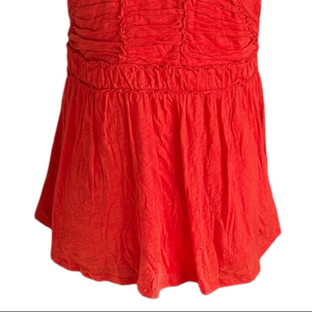Anthropologie Ric Rac Rio Ras Orange Red Ruched Sleeveless Swing Tank Top - M - Picture 7 of 11